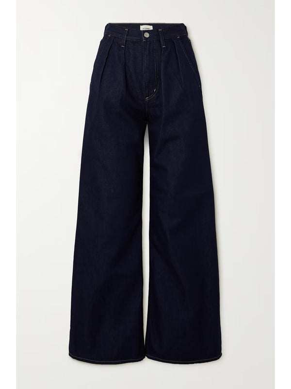 Maritzy pleated wide-leg organic jeans