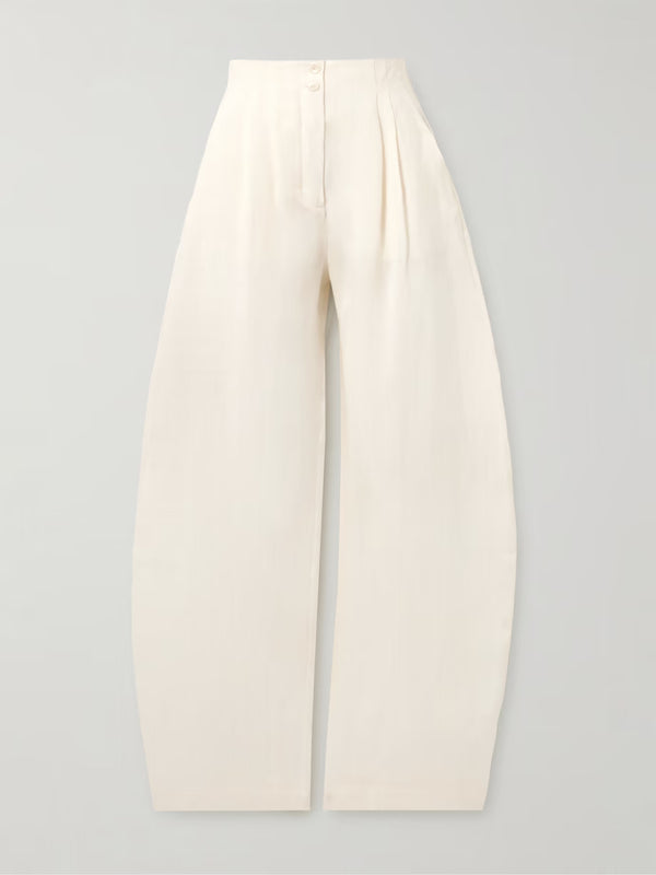 Marlo pleated linen straight-leg pants